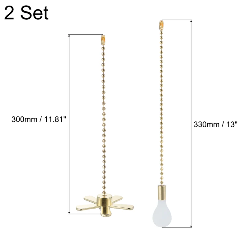 13 Inch Ceiling Fan Pull Chain Sets, 4 Pcs Fan Chain Extender, Gold