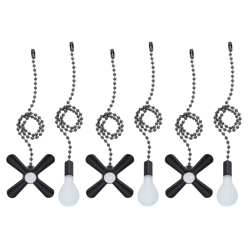 13 Inch Ceiling Fan Pull Chain Sets, 6 Pcs Fan Chains Extender, Black