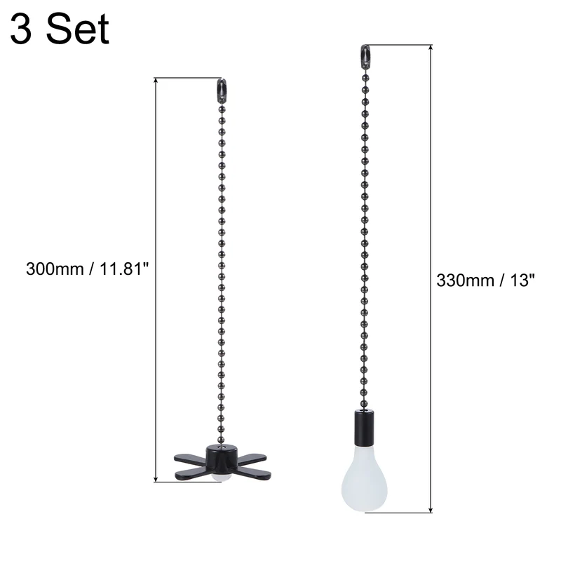 13 Inch Ceiling Fan Pull Chain Sets, 6 Pcs Fan Chains Extender, Black