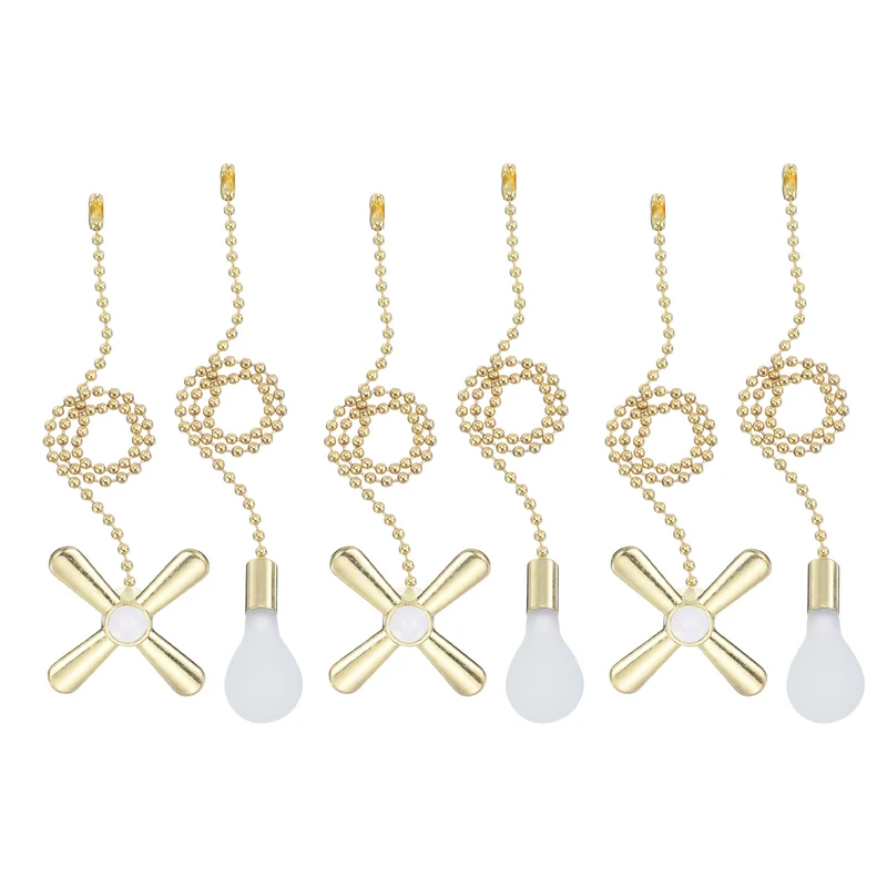 13 Inch Ceiling Fan Pull Chain Sets, 6 Pcs Fan Chains Extender, Gold