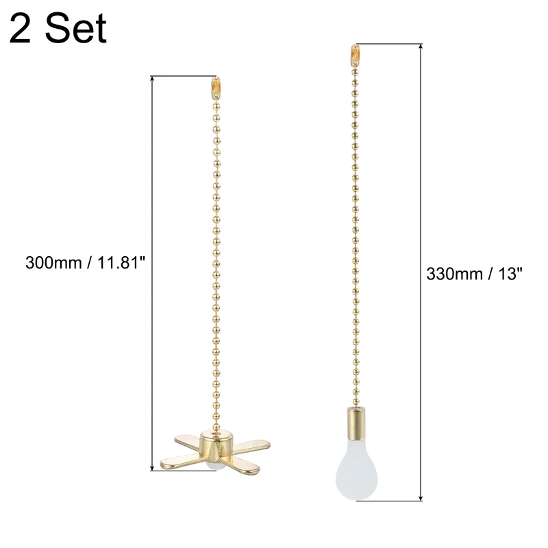 13 Inch Ceiling Fan Pull Chain Sets, 4 Pcs Fan Chains Extender, Gold