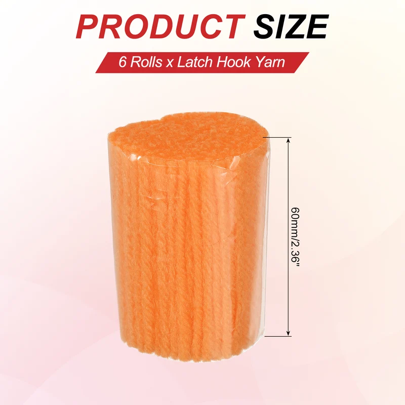 6 Rolls Latch Hook Yarn, 3mm Orange Latch Hook Kit Yarn Precut Hook Rugs Making