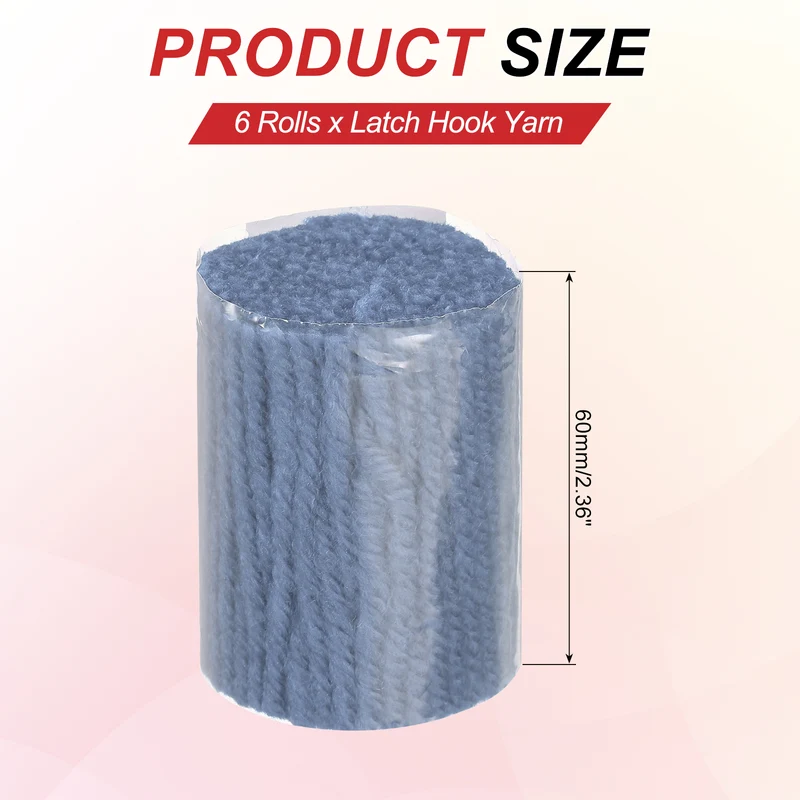 6 Rolls Latch Hook Yarn, 3mm Sea Blue Latch Hook Kit Yarn Precut Hook Rugs