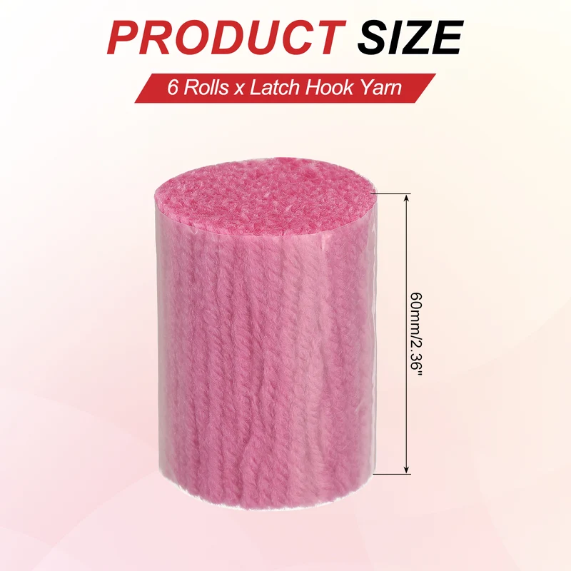 6 Rolls Latch Hook Yarn, 3mm Dark Pink Latch Hook Kit Yarn Precut Hook Rugs