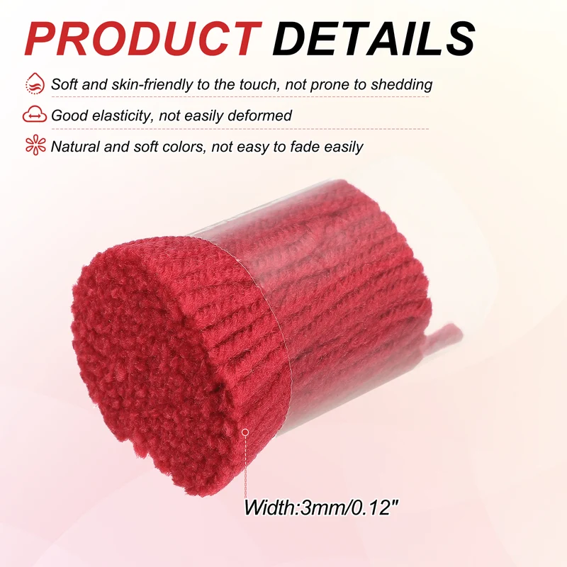 6 Rolls Latch Hook Yarn, 3mm Rose Red Latch Hook Kit Yarn Precut Hook Rugs