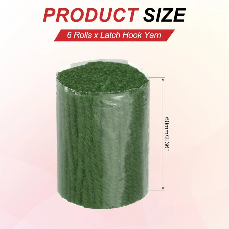 6 Rolls Latch Hook Yarn, 3mm Forest Green Latch Hook Kit Yarn Precut Hook Rugs
