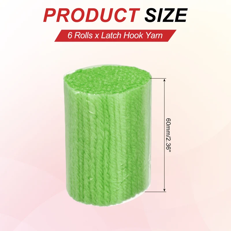 6 Rolls Latch Hook Yarn, 3mm Green Latch Hook Kit Yarn Precut Hook Rugs Making