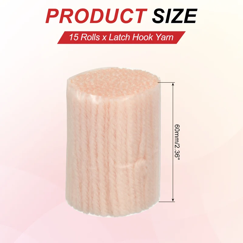15 Rolls Latch Hook Yarn, 3mm Light Pink Latch Hook Kit Yarn Precut Hook Rugs
