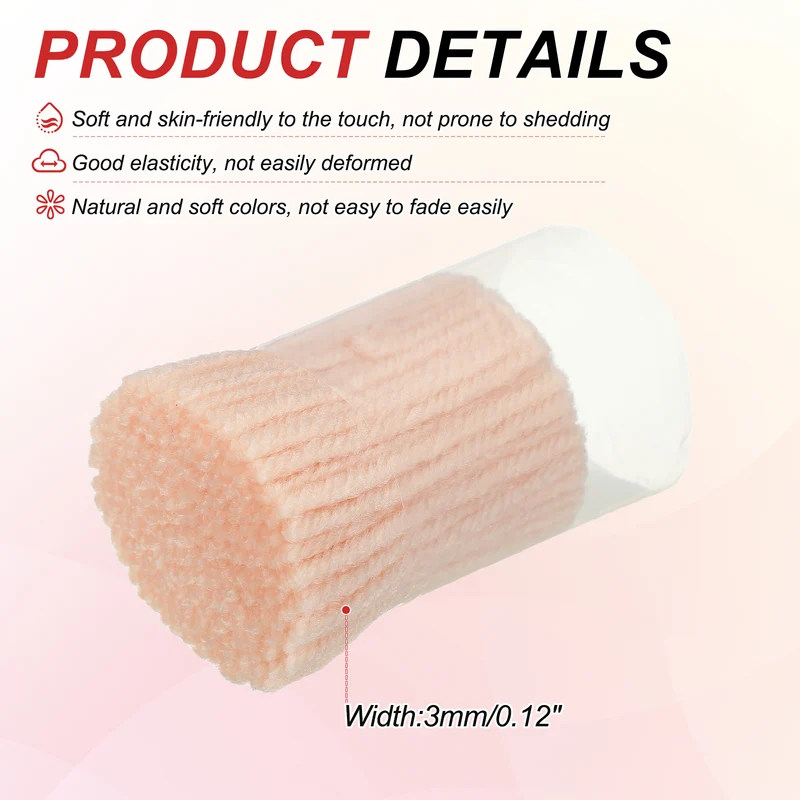 15 Rolls Latch Hook Yarn, 3mm Light Pink Latch Hook Kit Yarn Precut Hook Rugs