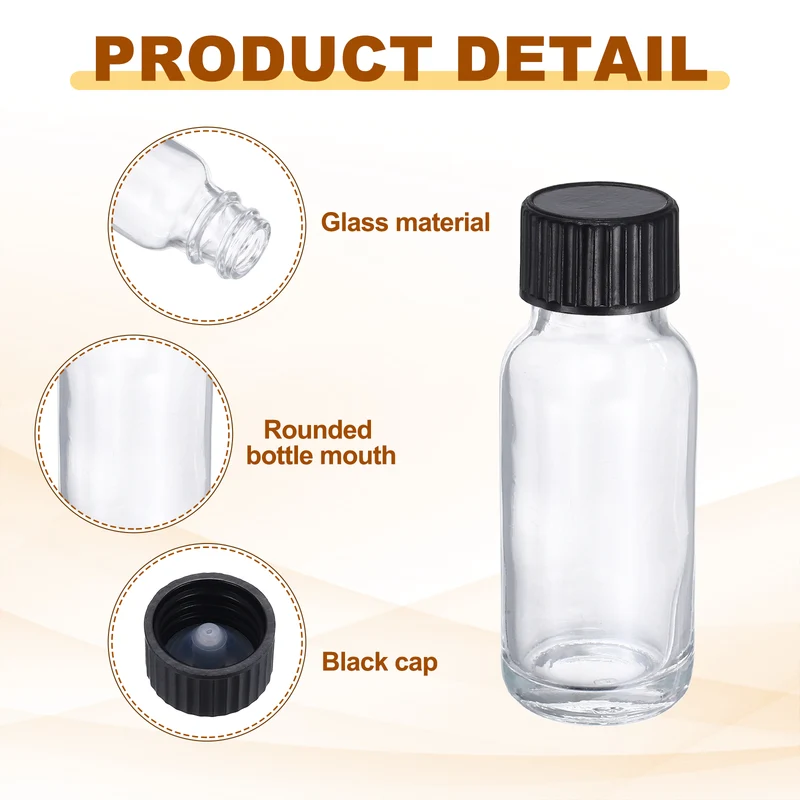 1oz/15ml Round Glass Bottles, White Sample Glass Bottle Empty Containers