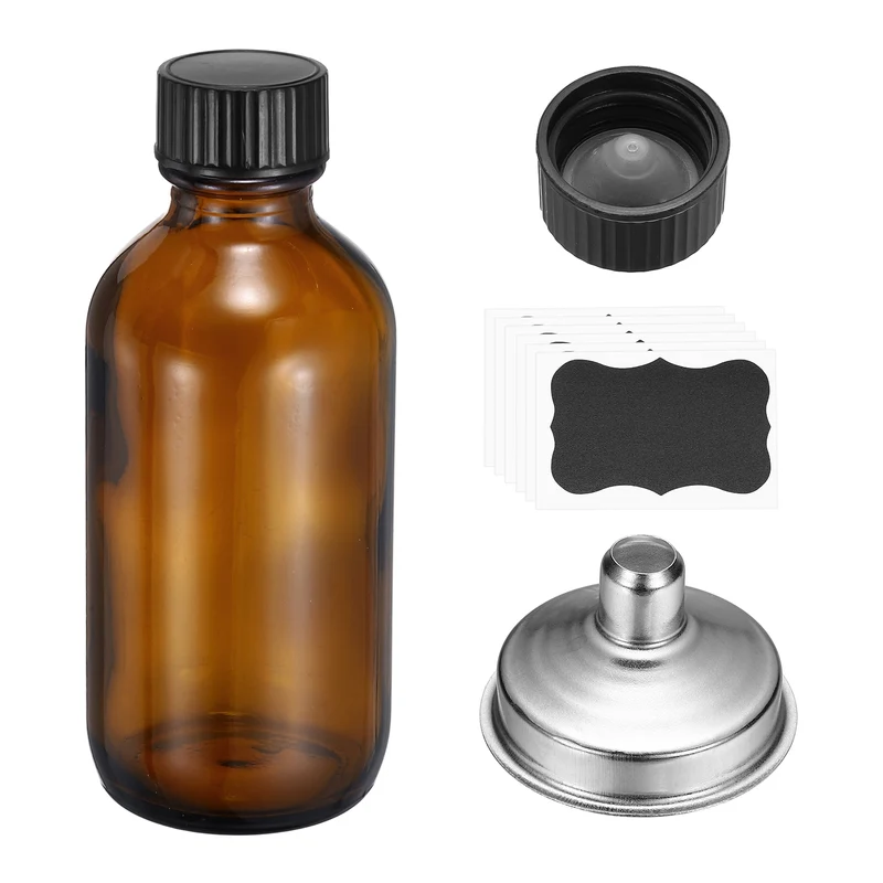 3oz/60ml Round Glass Bottles, Amber Sample Glass Bottle Empty Containers