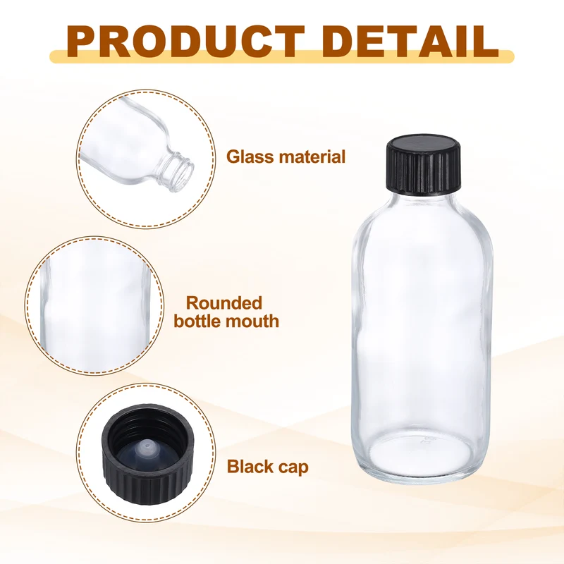 4oz/120ml Round Glass Bottles, White Sample Glass Bottle Empty Containers