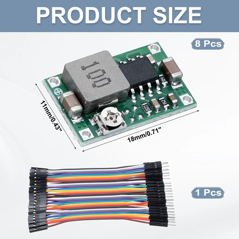 Buck Converter Voltage MINI360 4.75-23V to 1.0-17V 3A with 10cm 40P Line 8Pcs