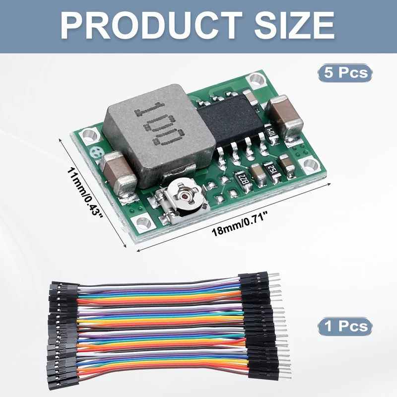 Buck Converter Voltage MINI360 4.75-23V to 1.0-17V 3A with 10cm 40P Line 5Pcs