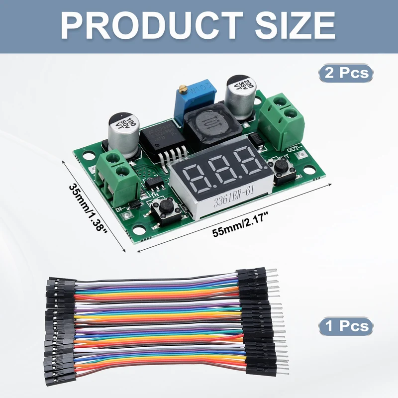 LM 2596 Voltage Down Power Module with LED Display Voltmeter Green 2Pcs