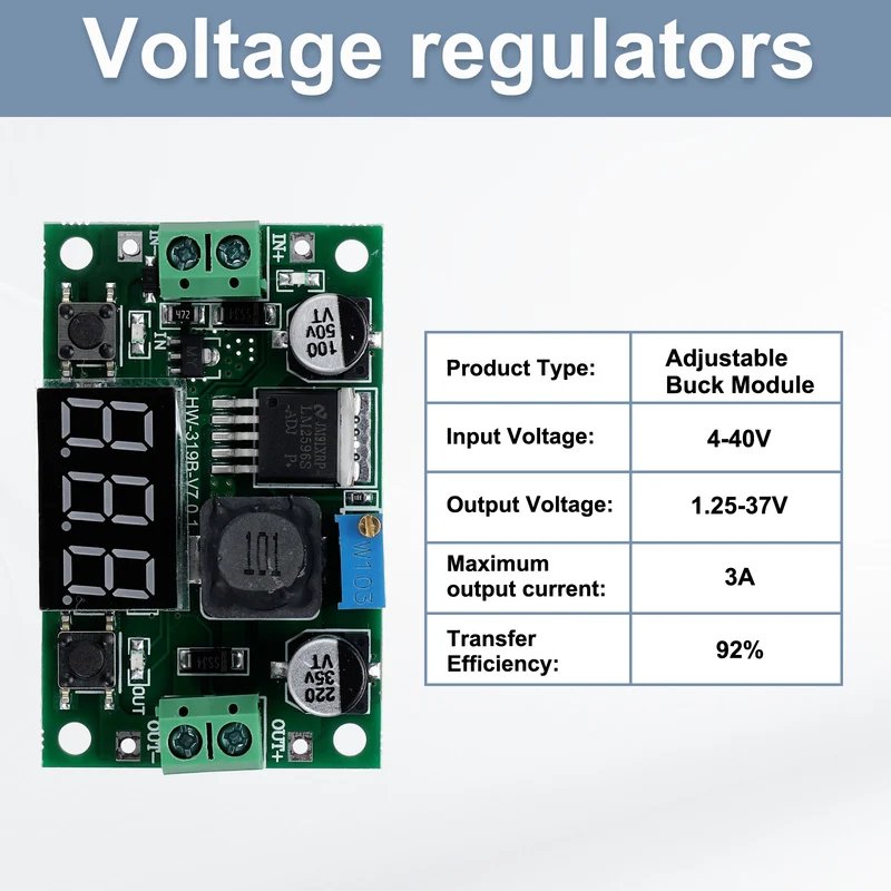 LM 2596 Voltage Down Power Module with LED Display Voltmeter Green