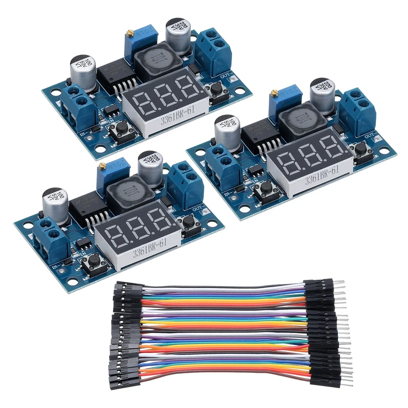 LM 2596 Voltage Down Power Module with LED Display Voltmeter Blue 3Pcs