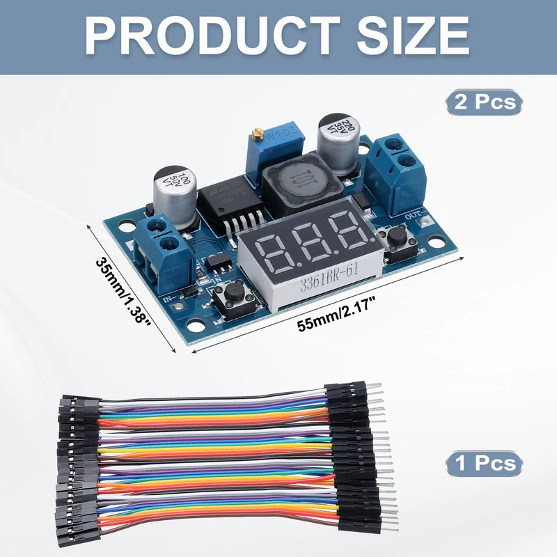 LM 2596 Voltage Down Power Module with LED Display Voltmeter Blue 2Pcs