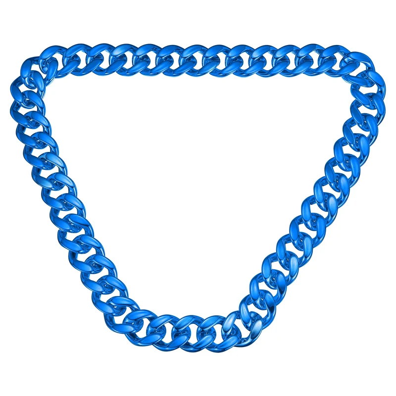 Plastic Hip Hop Chain Necklace 39" Men's Chunky Fake Chain Blue