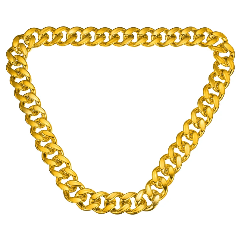 Plastic Hip Hop Chain Necklace 39" Men's Chunky Fake Chain Golden