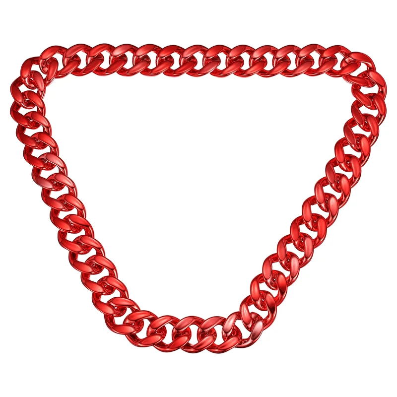 Plastic Hip Hop Chain Necklace 39" Men's Chunky Fake Chain Red