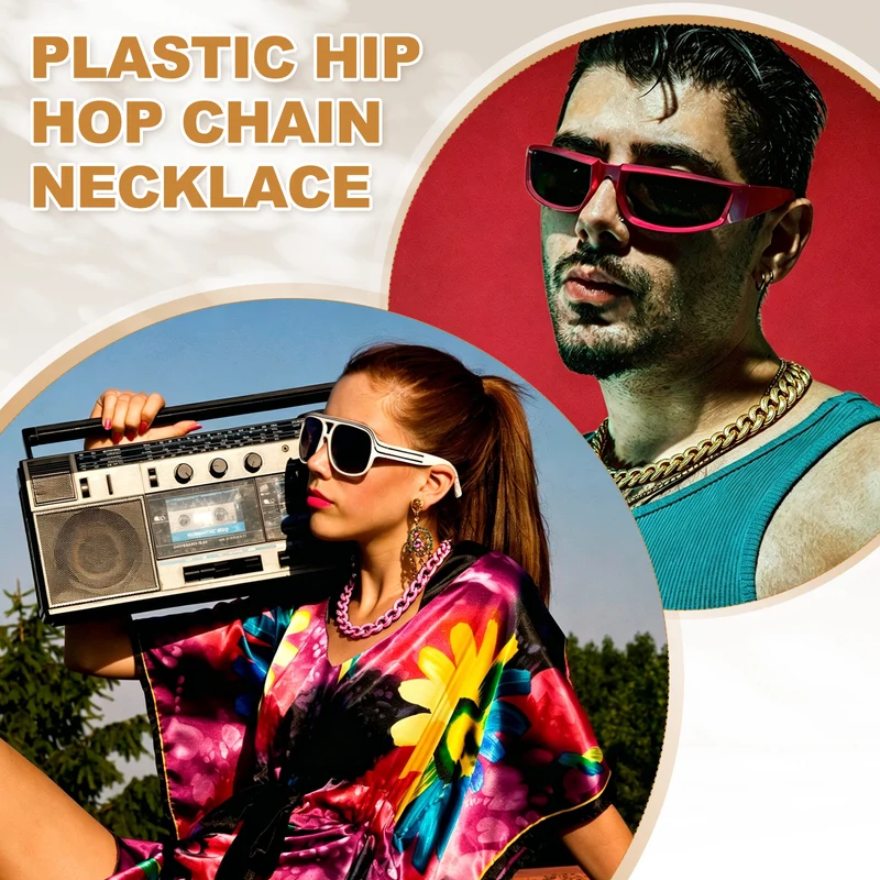 Plastic Hip Hop Chain Necklace 39" Men's Chunky Fake Chain Black