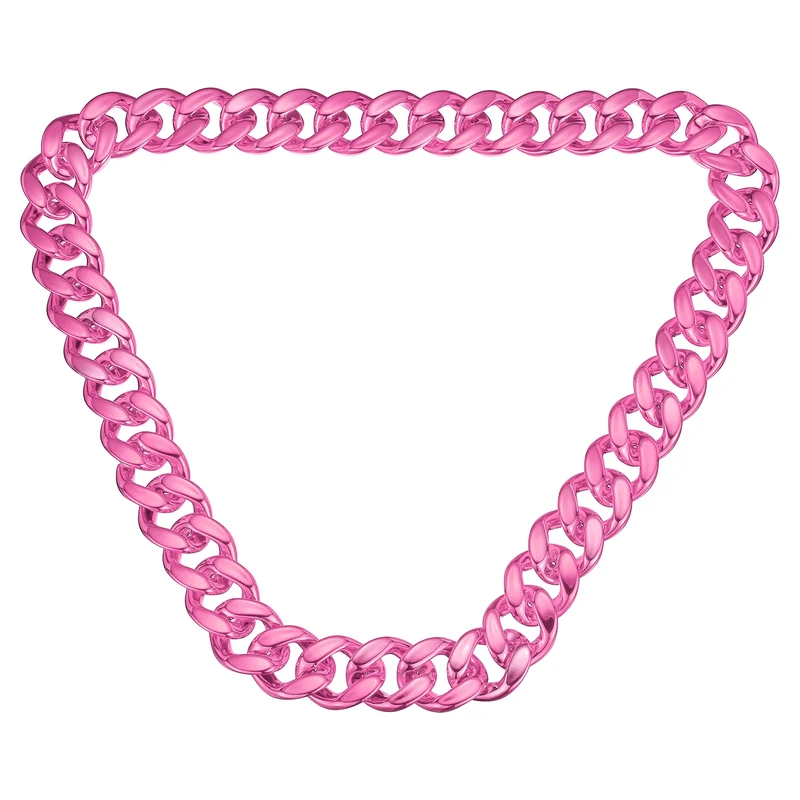 Plastic Hip Hop Chain Necklace 39" Men's Chunky Fake Chain Pink
