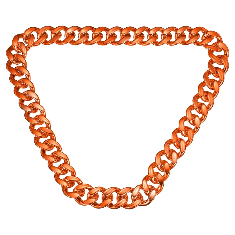 Plastic Hip Hop Chain Necklace 39" Men's Chunky Fake Chain Orange