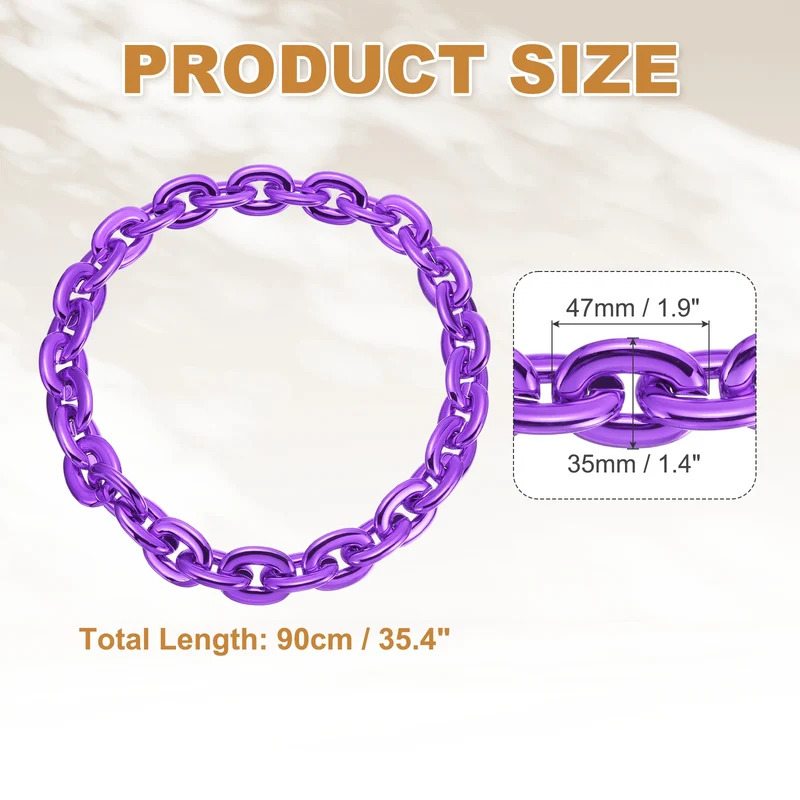 Plastic Hip Hop Chain Necklace 90cm 35" Men's Chunky Chain Purple