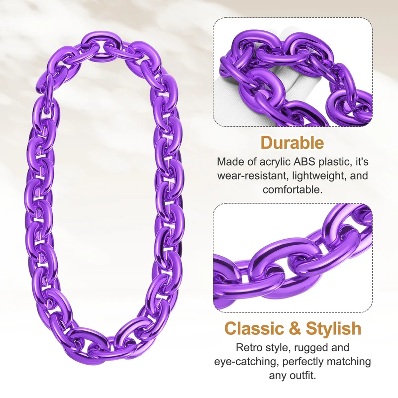 Plastic Hip Hop Chain Necklace 90cm 35" Men's Chunky Chain Purple