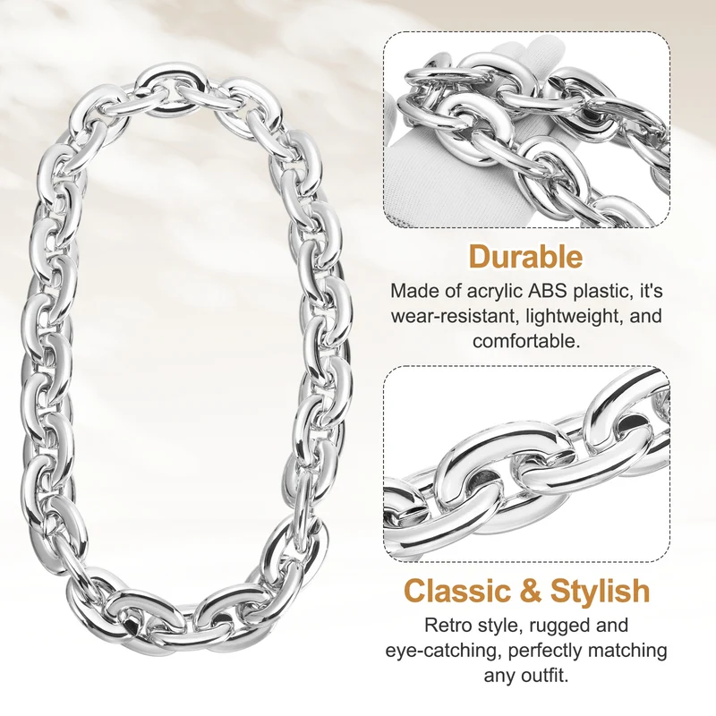 Plastic Hip Hop Chain Necklace 90cm 35" Men's Chunky Chain Silver