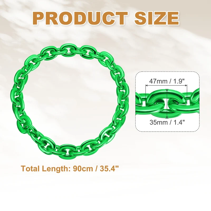 Plastic Hip Hop Chain Necklace 90cm 35" Men's Chunky Chain Green