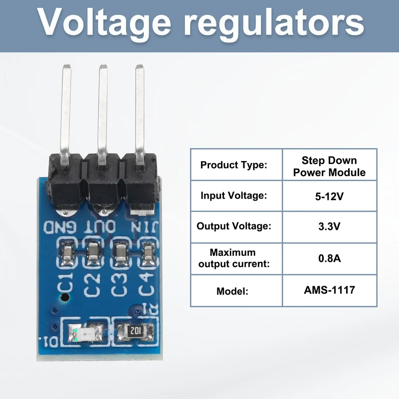 Buck Converter Step Down Power Module AMS-1117 5-12V to 3.3V 0.8A 8Pcs