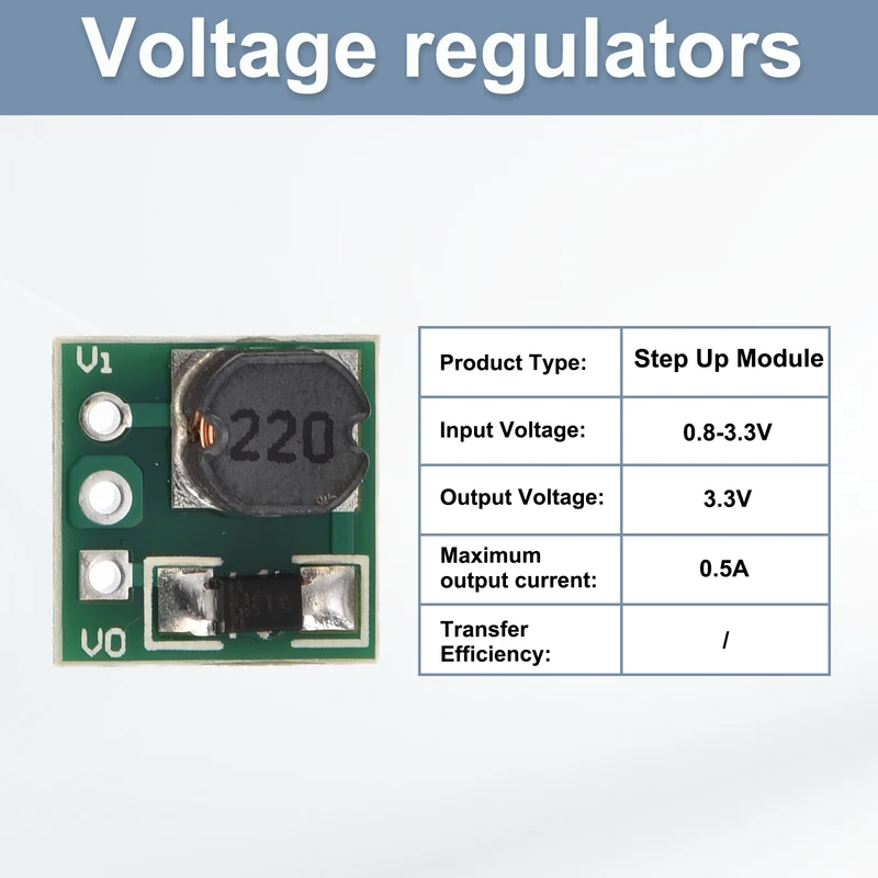 Boost Converter Step Up Module Mini Module 0.8-3.3V to 3.3V 0.5A 10 Pcs