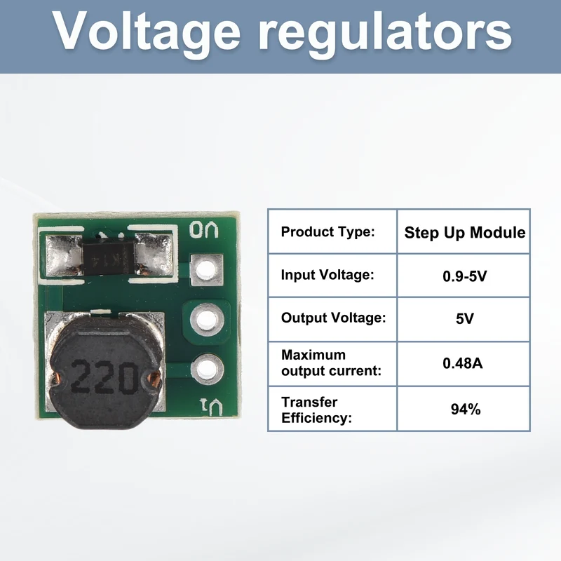 Boost Converter Step Up Module Mini Module 0.9-5V to 5V 0.48A 15 Pcs
