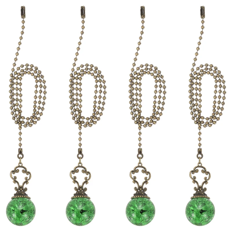 4 Pcs 22" Crystal Ceiling Fan Pull Chain, Green ( Ball)