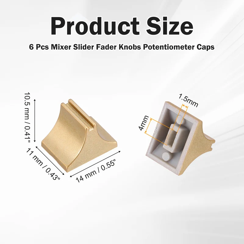 6pcs Mixer Slider Fader Knobs Potentiometer Caps Fit Hole 1.5x4mm Dark Gold