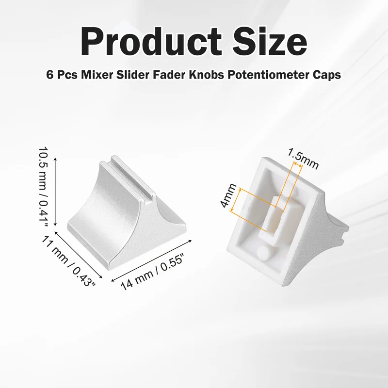 6pcs Mixer Slider Fader Knobs Potentiometer Caps Fit Hole 1.5x4mm Dark Silver
