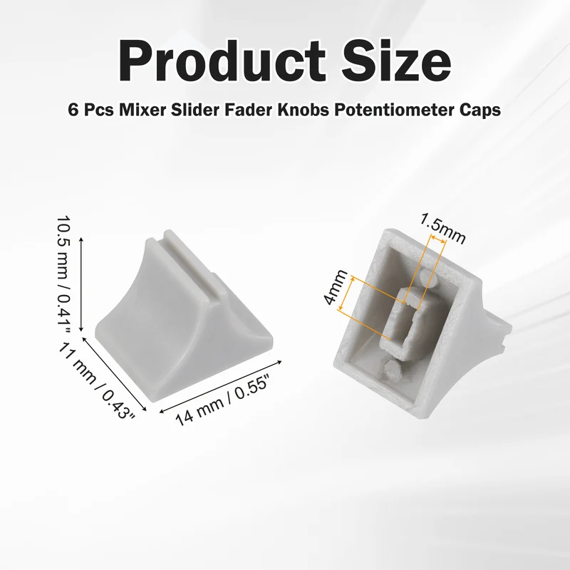6pcs Mixer Slider Fader Knobs Potentiometer Caps Fit Hole 1.5x4mm Grey