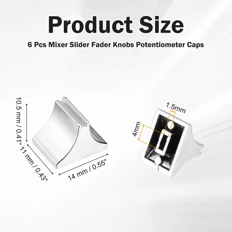 6pcs Mixer Slider Fader Knobs Potentiometer Caps Fit Hole 1.5x4mm Silver