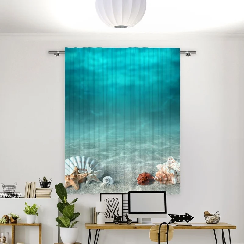 Vorhang Motiv 'Seesterne Muscheln Meer'