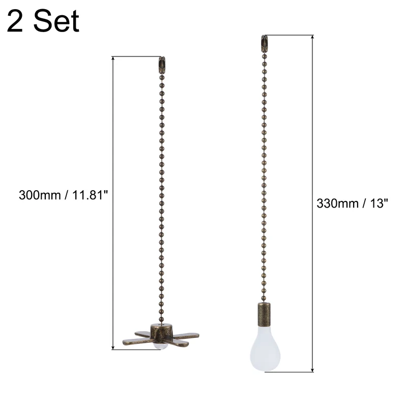 13 Inch Ceiling Fan Pull Chain Sets, 4 Pcs Fan Chains Extender, Bronzy