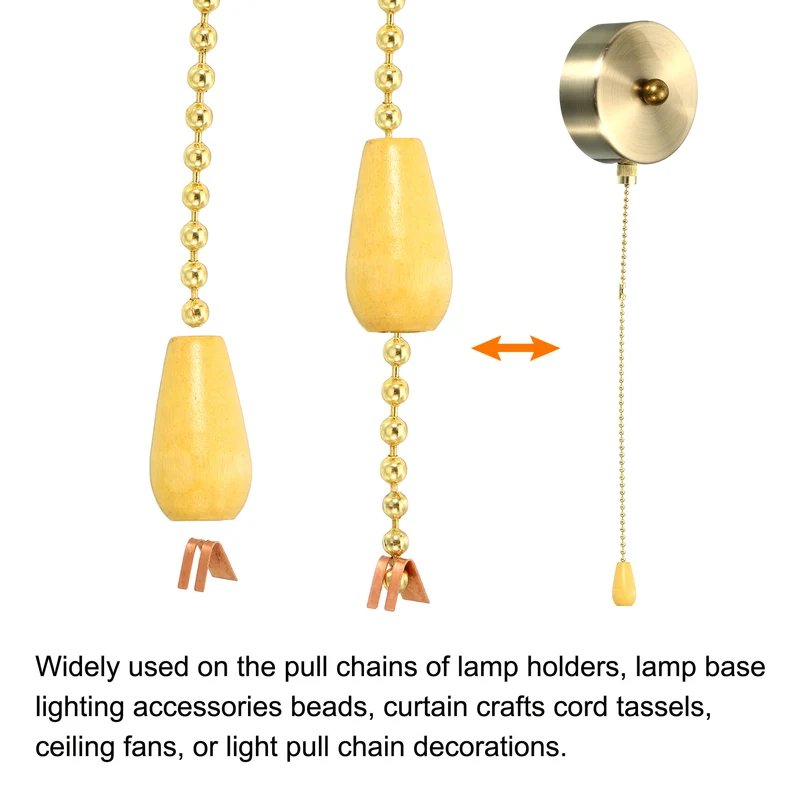 Wood Cord Tassels Window Blind Extender Chain Drops Round Pull Ends, for Curtain Blinds Shades Light Ceiling Fan Pull Switch, Pack of 12