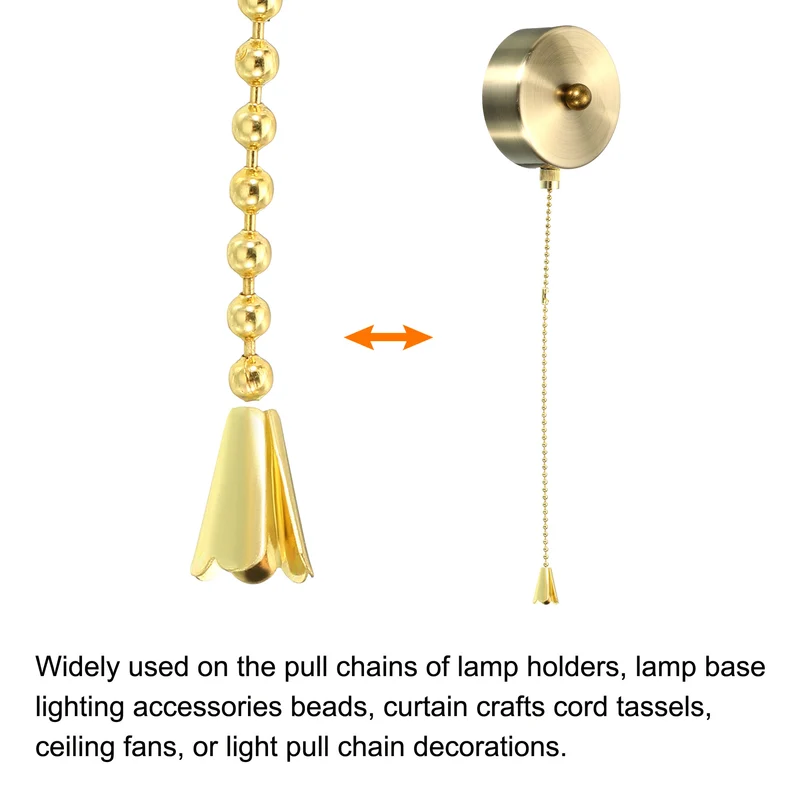 Pull Cord Tassels Window Blind Extender Chain Drop Knobs Round Pull Ends Silver Tone, for Curtain Blinds Shades Light Ceiling Fan Switch, Pack of 8