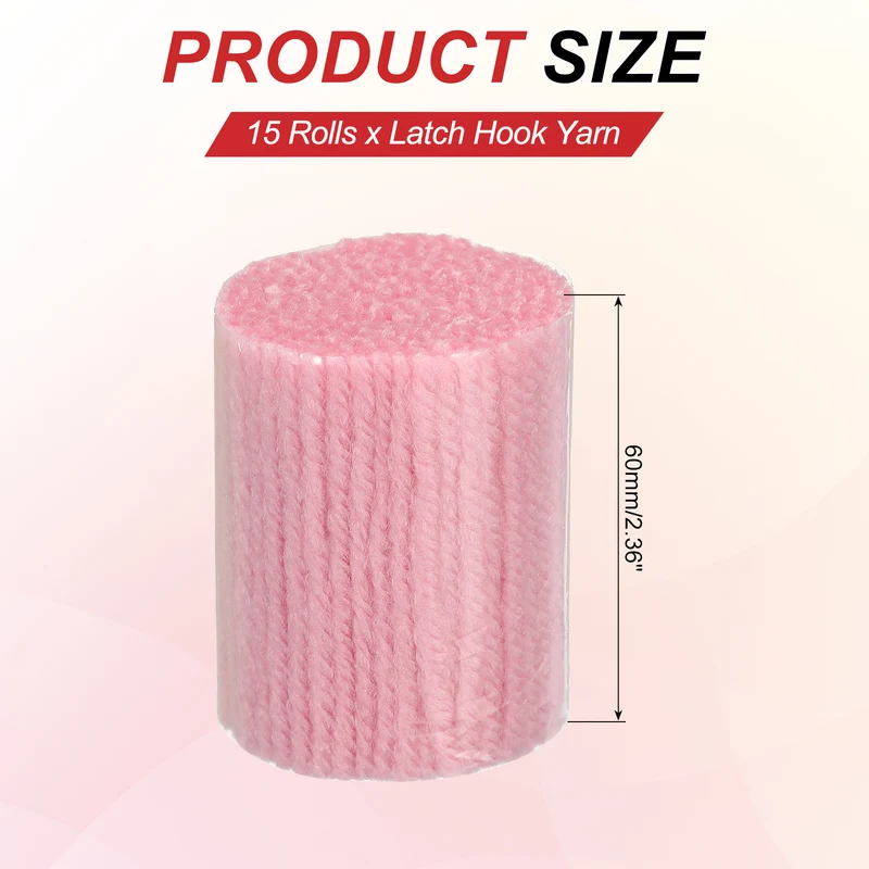 15 Rolls Latch Hook Yarn, 3mm Pink Latch Hook Kit Yarn Precut Hook Rugs Making