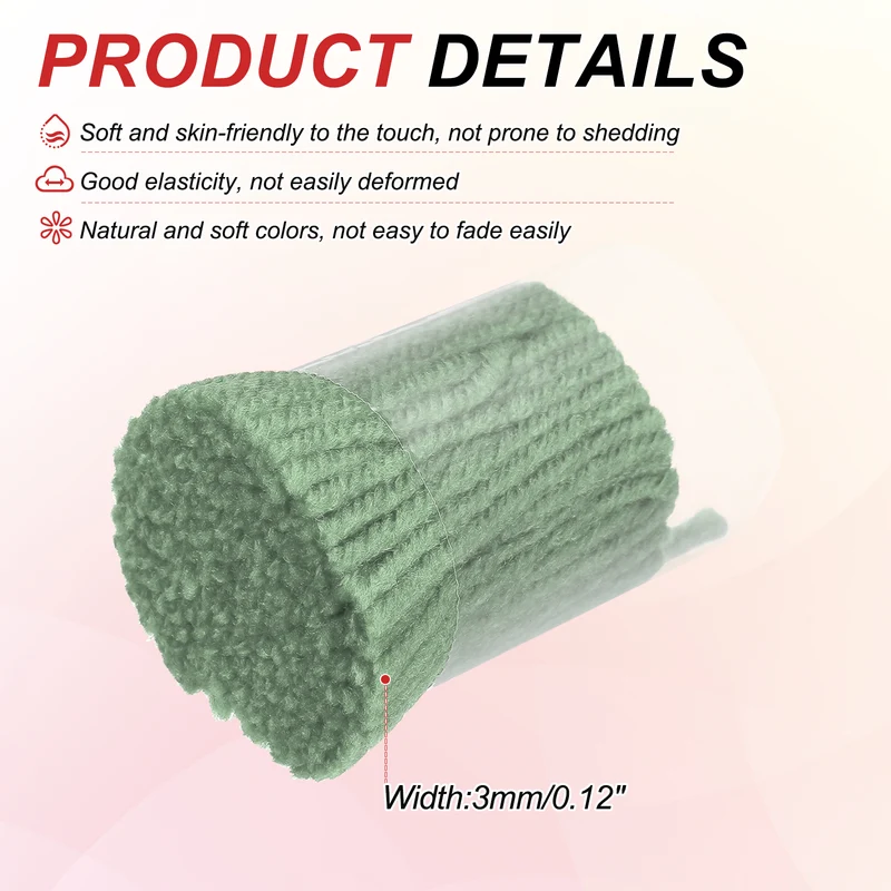 15 Rolls Latch Hook Yarn, 3mm Matte Green Latch Hook Kit Yarn Precut Hook Rugs