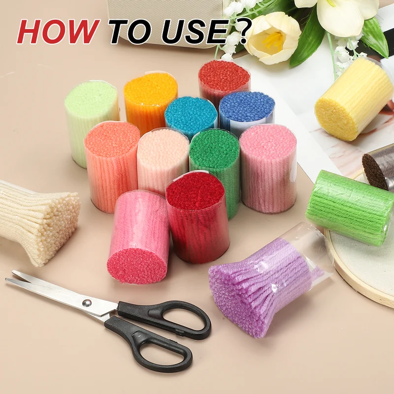 15 Rolls Latch Hook Yarn, 3mm Matte Green Latch Hook Kit Yarn Precut Hook Rugs