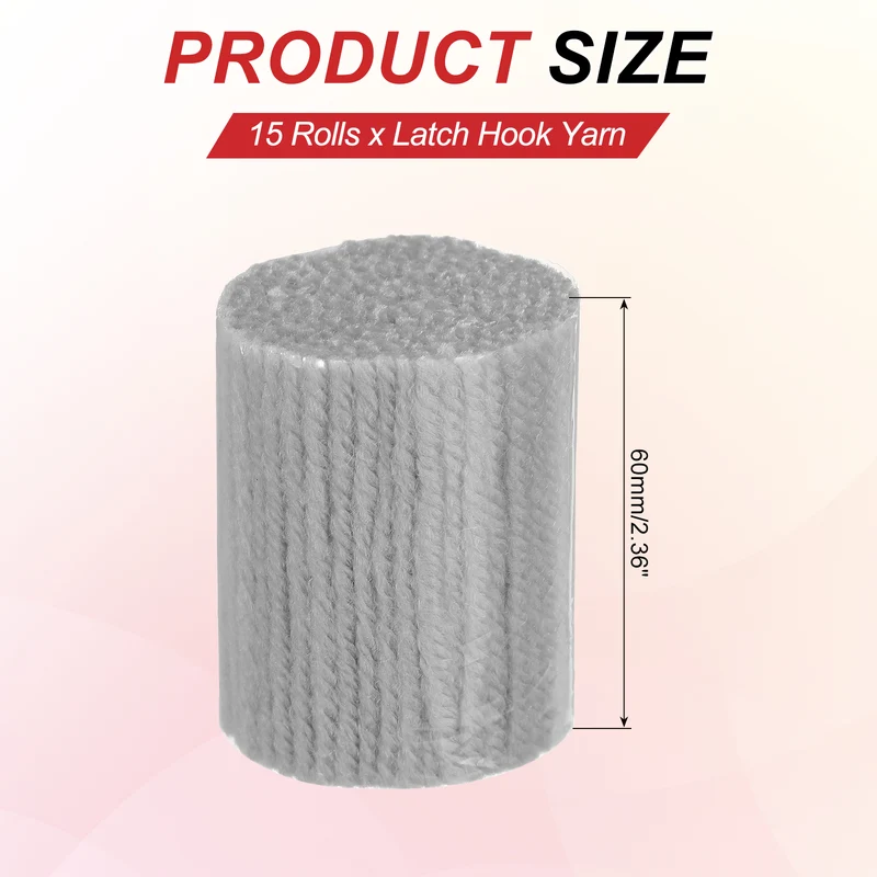 15 Rolls Latch Hook Yarn, 3mm Silver Latch Hook Kit Yarn Precut Hook Rugs Making