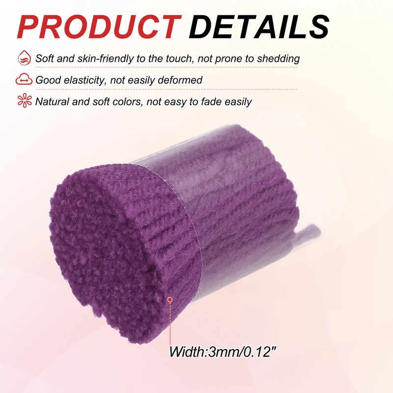 15 Rolls Latch Hook Yarn, 3mm Dark Purple Latch Hook Kit Yarn Precut Hook Rugs