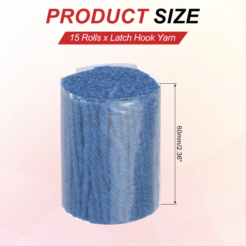 15 Rolls Latch Hook Yarn, 3mm Blue Latch Hook Kit Yarn Precut Hook Rugs Making